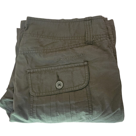 Kathmandu Cargo Olive Green Hiking Fishing Pants With Zip off Bottom Wmn's Sz 12 - Picture 8 of 9